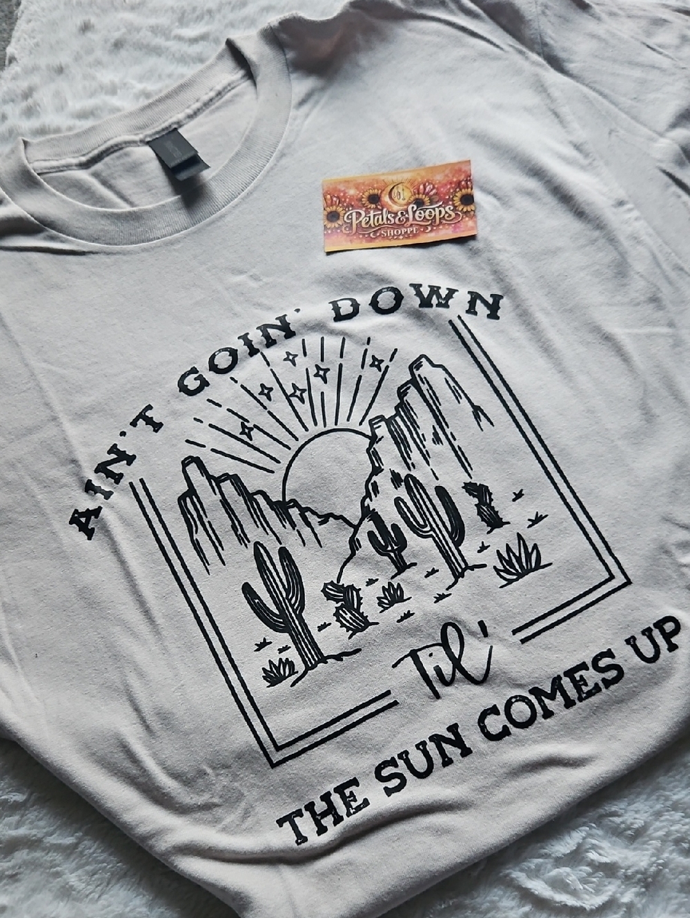 Gildan White Short Sleeve Tee with Black Desert Graphic